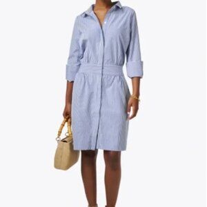 Gretchen Scott Breezy Blouson Blue Striped Tailored Shirt Dress size Goddess XXL
